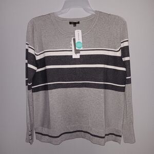 Lety and Me Elise side ribbed  pullover sweater light gray size XL stitc…